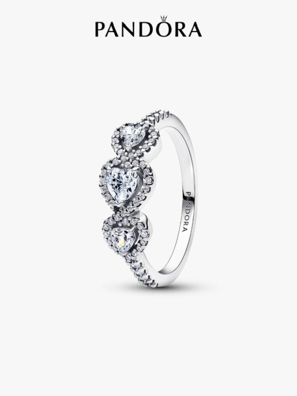 Pandora Halo Heart Trilogy Ring